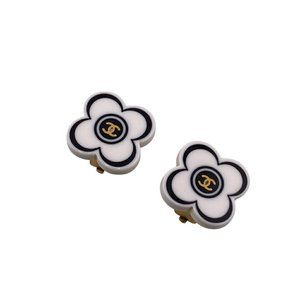 Chanel Coco Mark White Plastic earring
